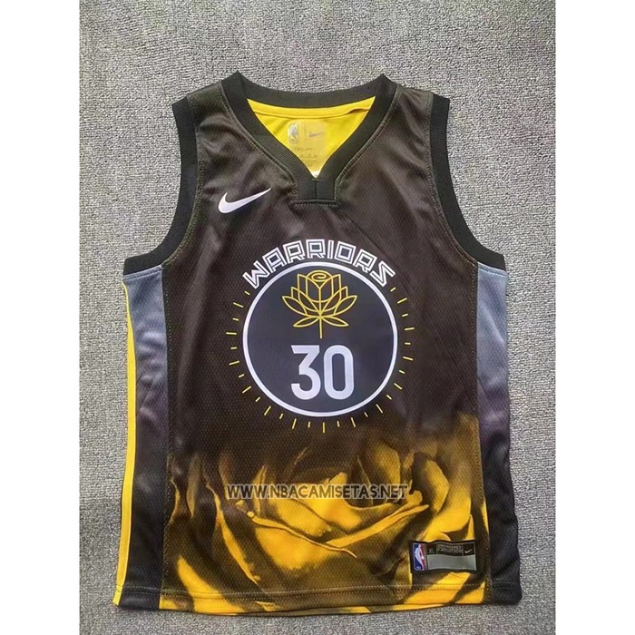 Camiseta Nino Golden State Warriors Stephen Curry NO 30 Ciudad 2022-23 Negro